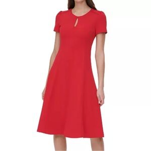 Tommy Hilfiger Red Fit and Flare Midi Dress